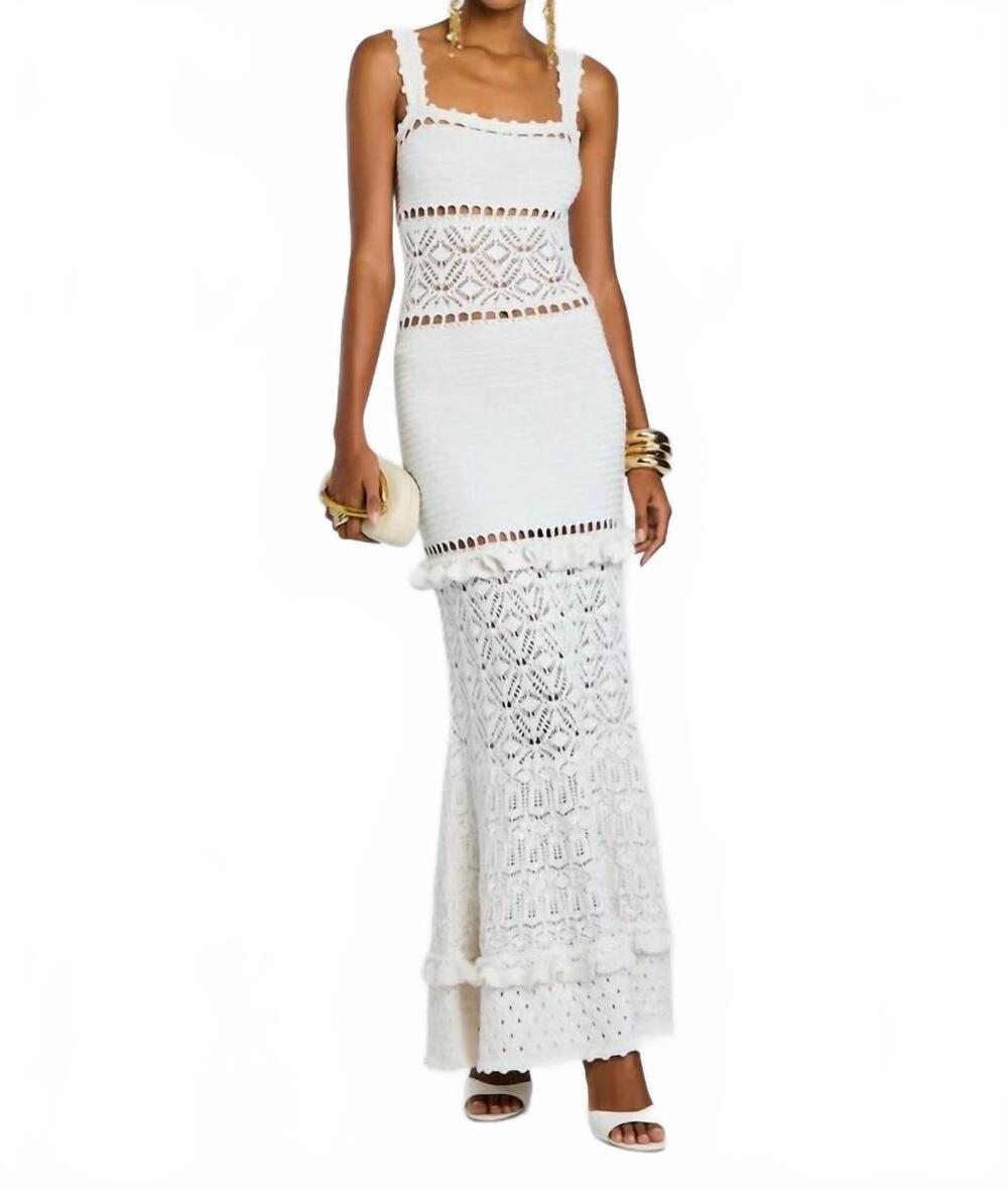 NEW RETROFETE winona crochet dress in metallic white